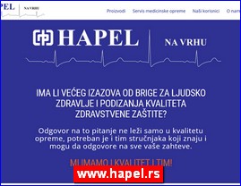 Medicinski aparati, ure�aji, pomagala, medicinski materijal, oprema, www.hapel.rs